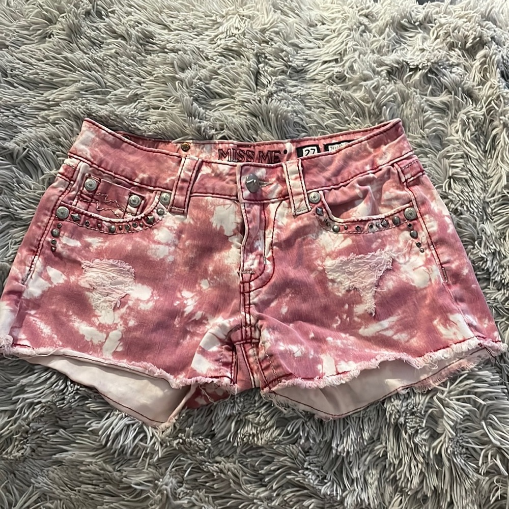 Miss Me red tie dye shorts